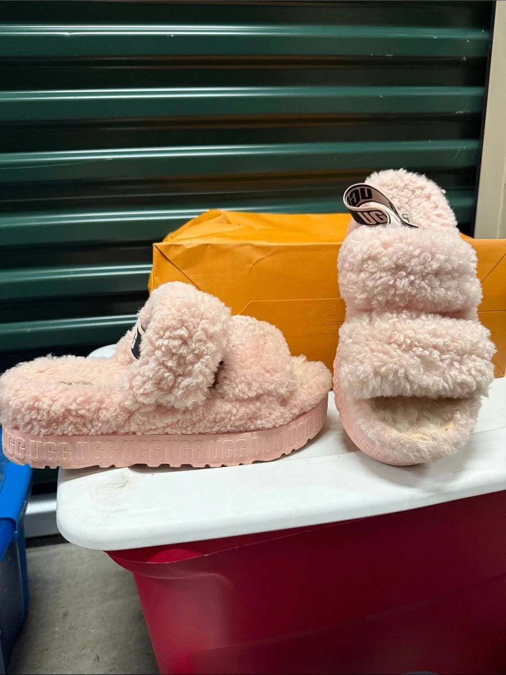 UGG Pink Fluffy Slide Sandals